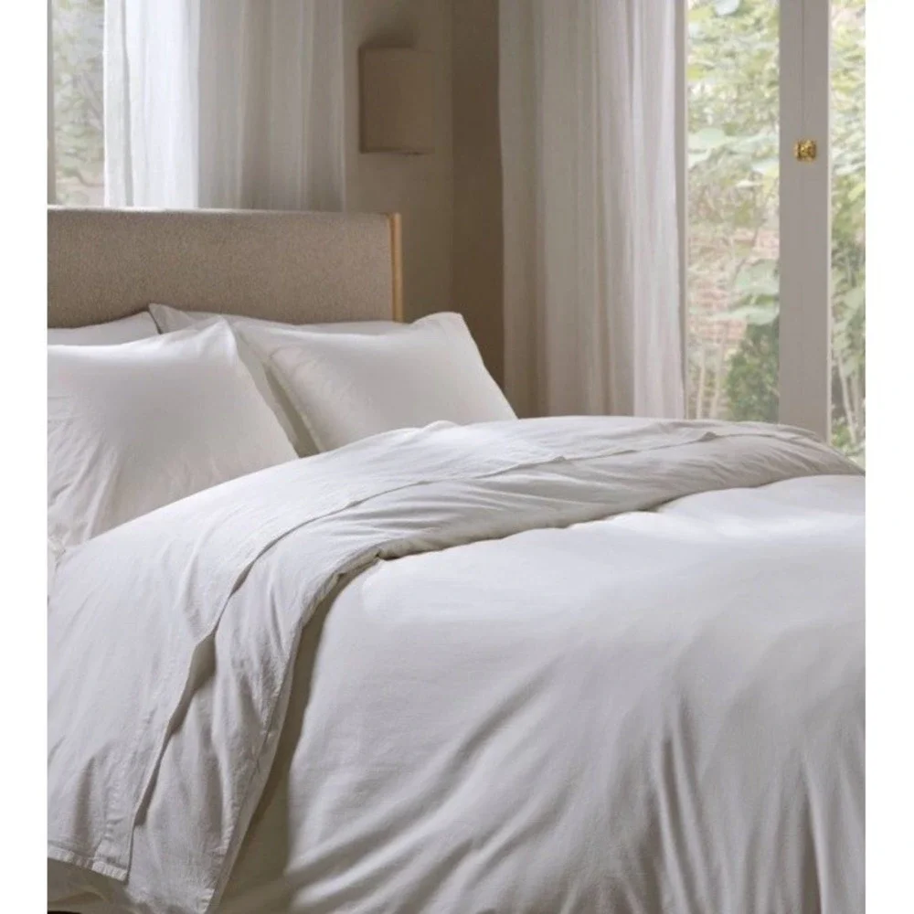 Casual Organic Cotton Full Queen  Duvet Cover & Sham Set - Parachute WHITE